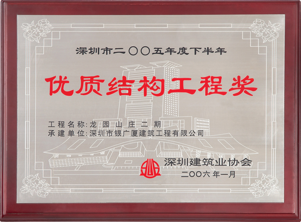 15龙园山庄二期优质结构工程奖