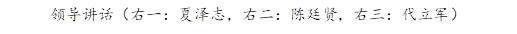 领导讲话（右一：夏泽志，右二：陈廷贤，右三：代立军）